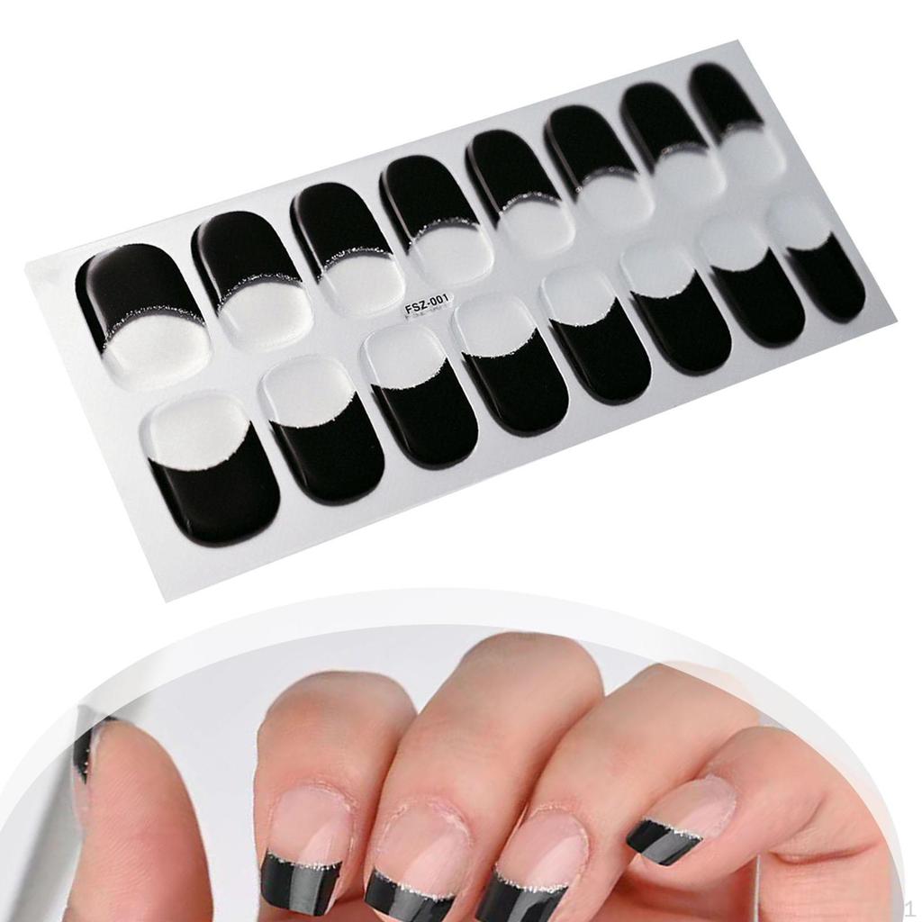Cured Gel Nail Polish Strips Stickers Art Wraps Semi