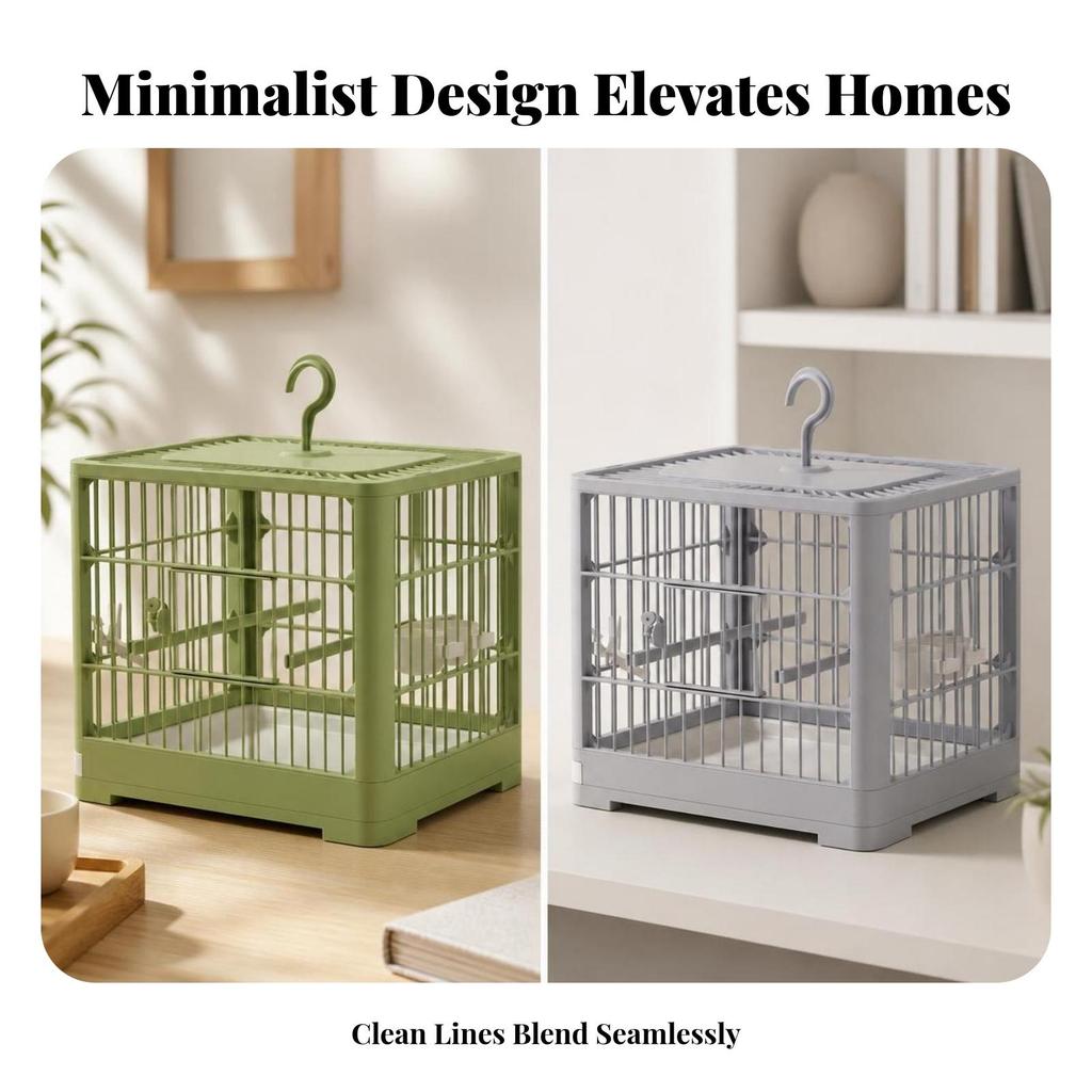 Square Bird Cage Lightweight with Slide-out Tray Lockable for Budgies
