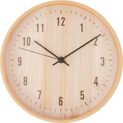 Fuji Boeki Wall Clock, Life Series, 25cm Diameter, 25cm Width X 4cm Depth X 25cm Height, Natural Wood Grain Finish, Simple, Silent, 39869