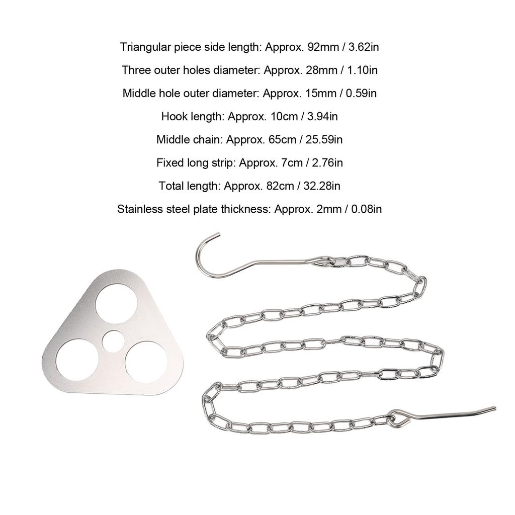 Camping Tripod Board Stainless Steel Portable Campfire Camping Tripod for Outdoor Medium Size