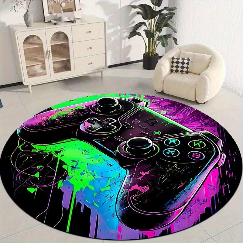 Colorful gaming controller Flannel-printed round floor mats are slip-resistant Suitable for room bedroom terrace garden carpets