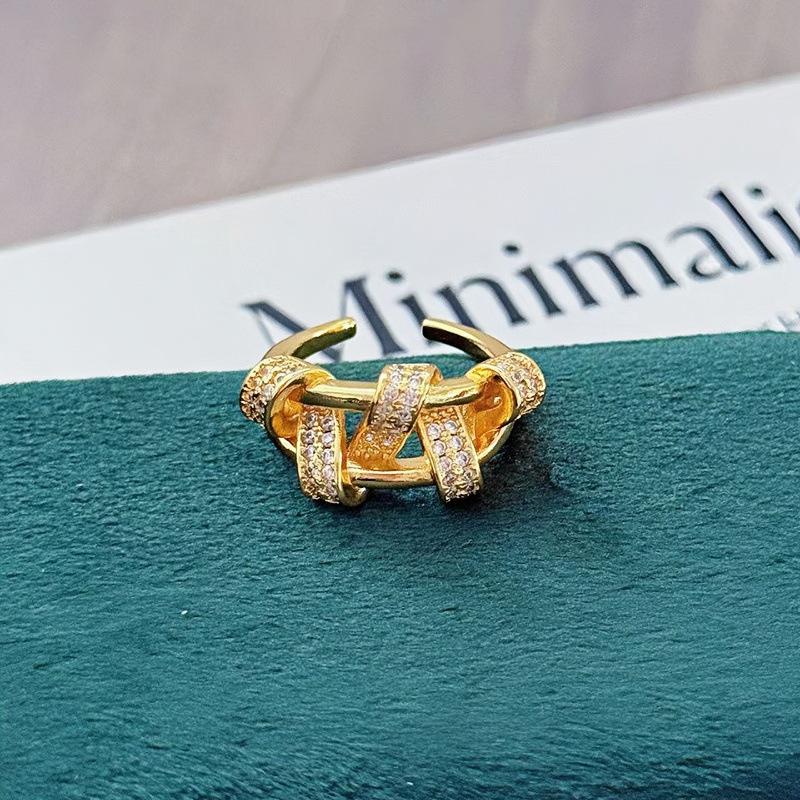 Premium Sense Light Luxury Stacking Wearing Medieval Vintage Full Of Diamonds Zircon Micro-Inlaid Open Ring Personality Niche Ring Woman