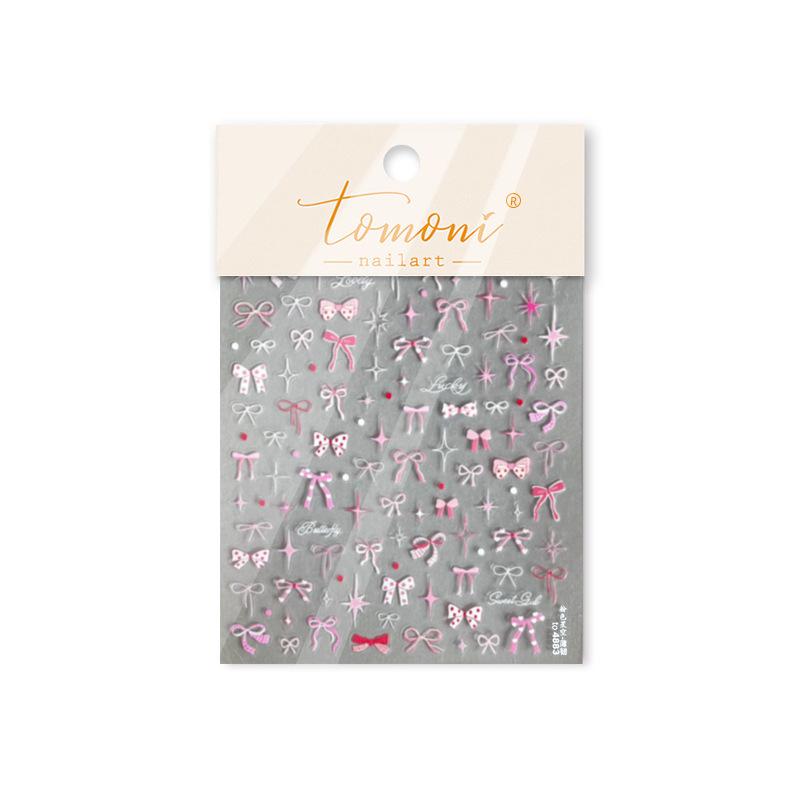 Tomoni Pink Starry Sky Butterfly & Bow Nail Stickers - Sweet Girl Style
