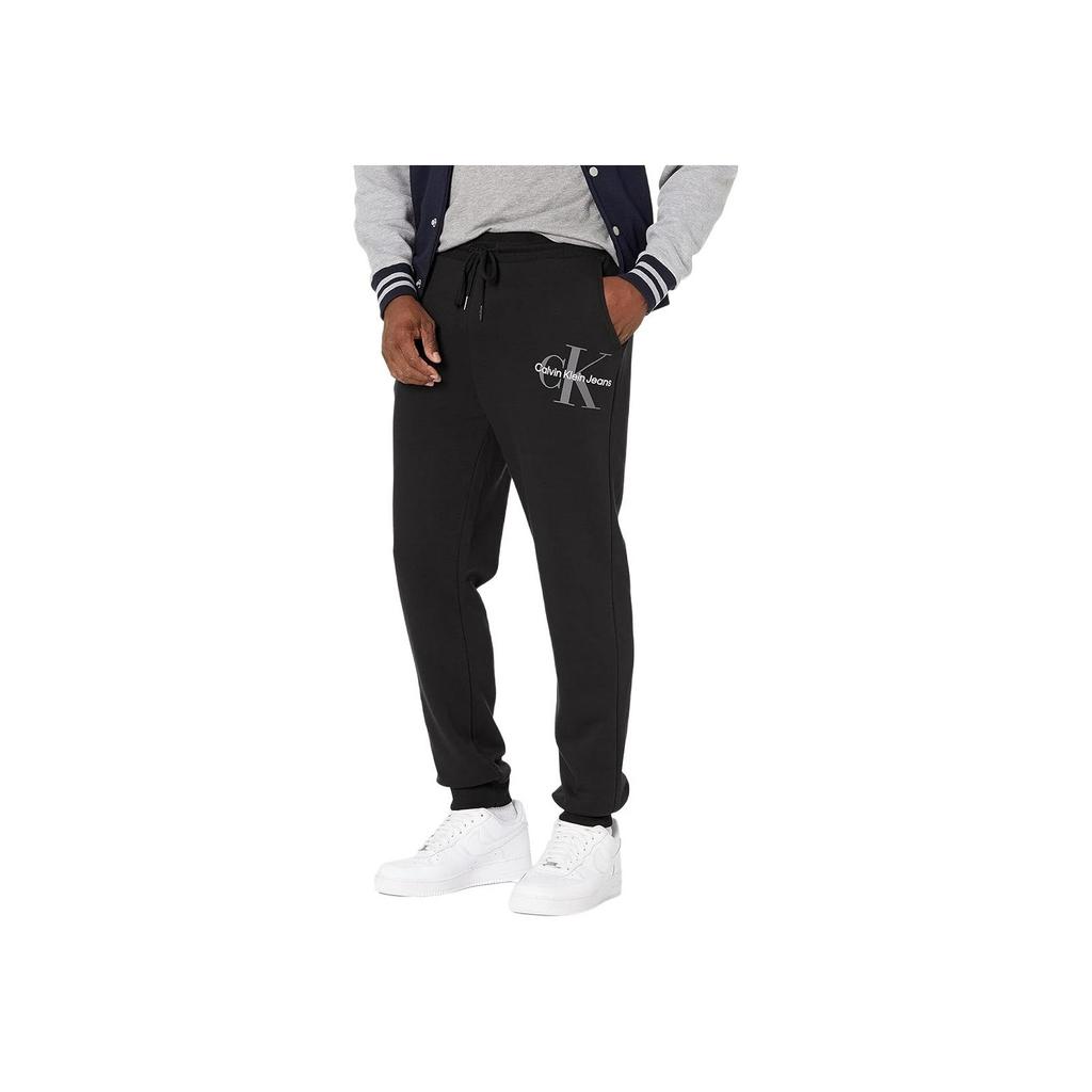Calvin Klein Ck Letter Logo Print Cuffed Knit Sweatpants Men Bottoms Black 40GC202-010