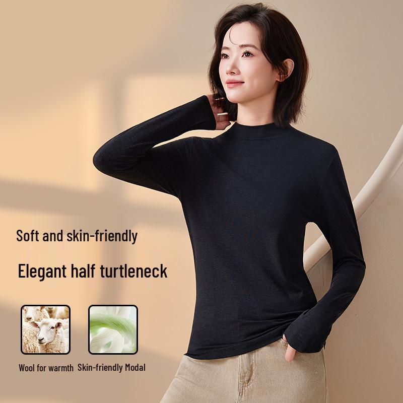 Damen High-End Modal Strick Rollkragen Basisschicht - Warmes Langarm Herbst/Winter Oberteil