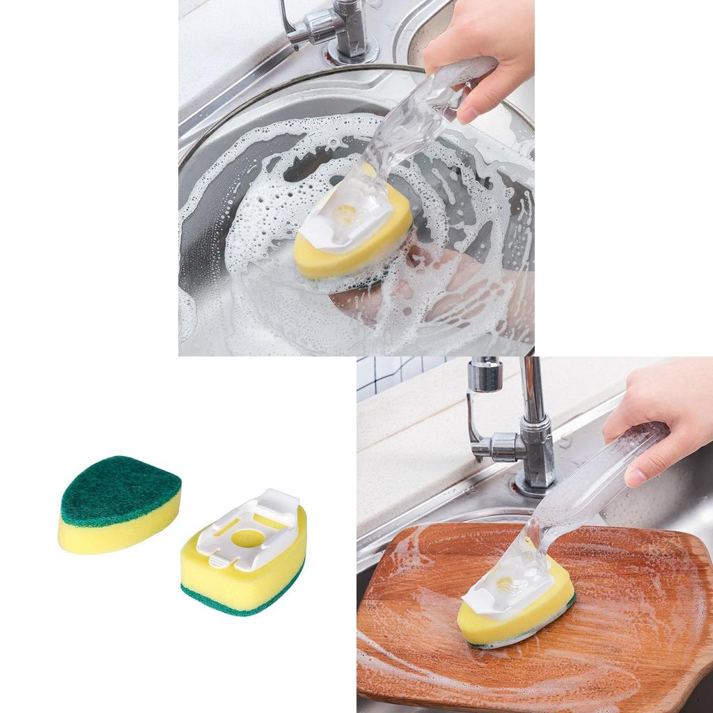 Kitchen Nano Sponge Cleaning Brush With Replacement Heads For Dishwashing And Surface Cleaning