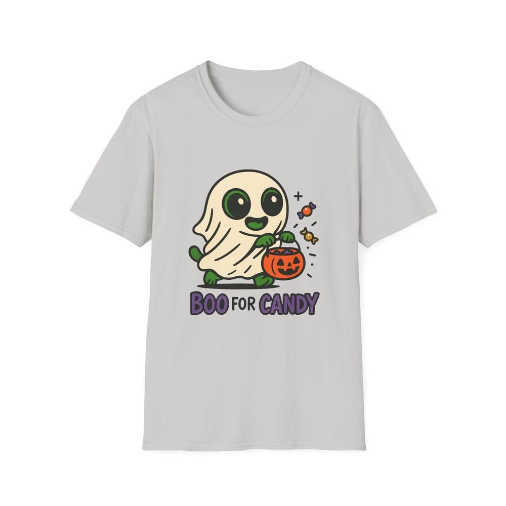 

Unisex Softstyle T-Shirt Cute Alien Ghost Costume Halloween Candy Bucket Art S
