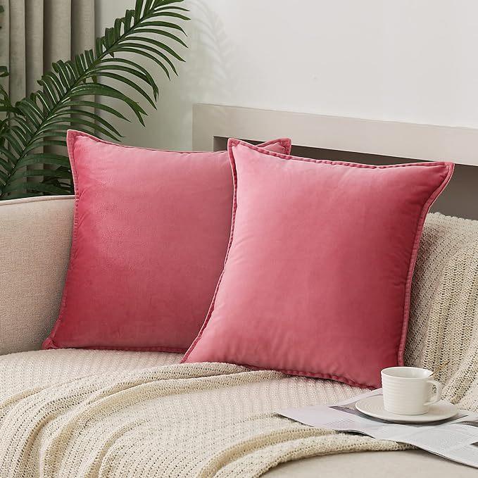 Throw Pillow Covers 16x16 Set Of 2 Velvet Decor Decorative Couch Cushion Pillowcases With Fringe Home Bed Decoration For Sofa Bedroom