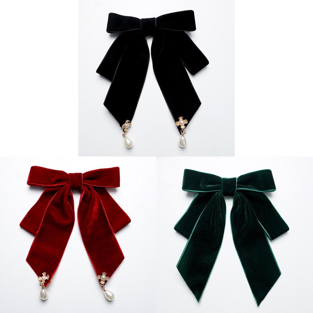 Velvet Bow Tie With Pearl Accents For Adults Suitable For Formal Events 2024 Autumn
