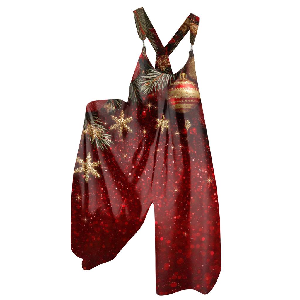 Women's Summer Overalls Floral Print Vintage Jumpsuit (Non-Adjustable Straps)