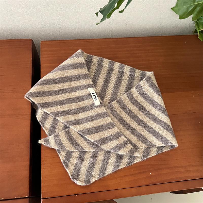 Korean Striped Color Block Children's Headscarf - Baby Warm Neck & Head Wrap Hat