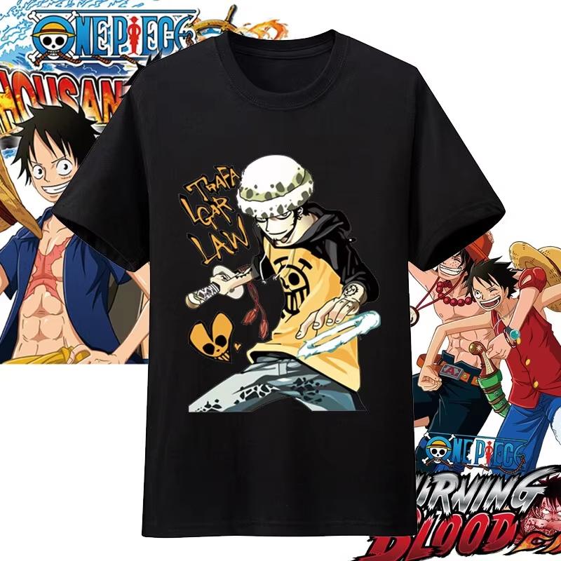 One Piece Anime Character Printing Oversized Cotton Tshirt Men and Women Comfortable Y2K Childrens Clothing Summer Tshirt