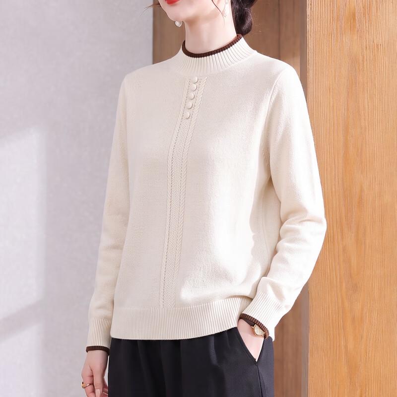 Hengyuanxiang Women's Semi-High Neck Knit Base Layer Sweater
