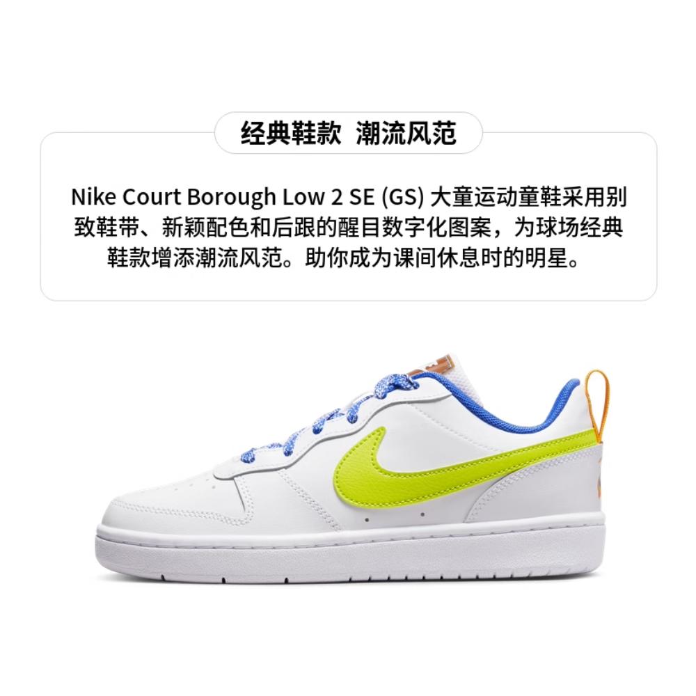 Nike Court Borough Low 2 Fabric Low top Skateboard Shoes White Green Unisex DQ7770-100