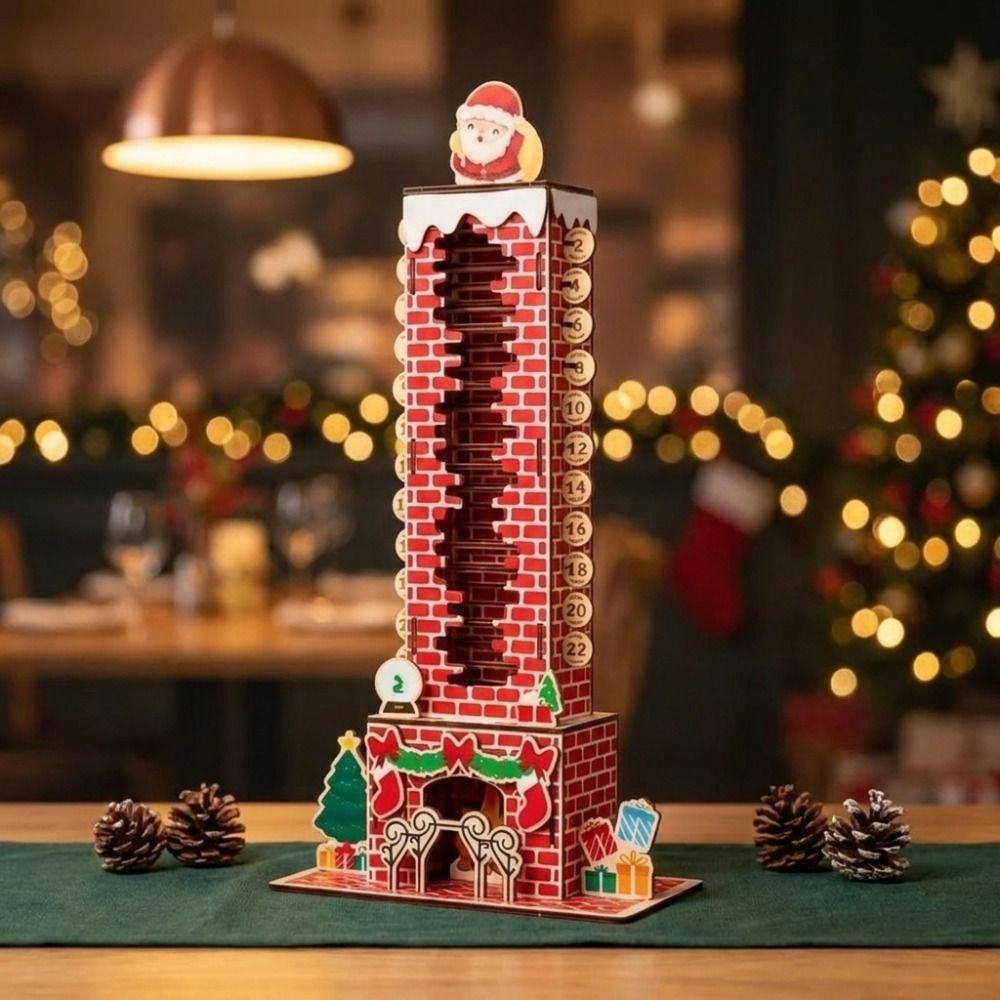 Fireplace Base Christmas Advent Calendar Pull Slider Christmas Stacking Game Family Gifts