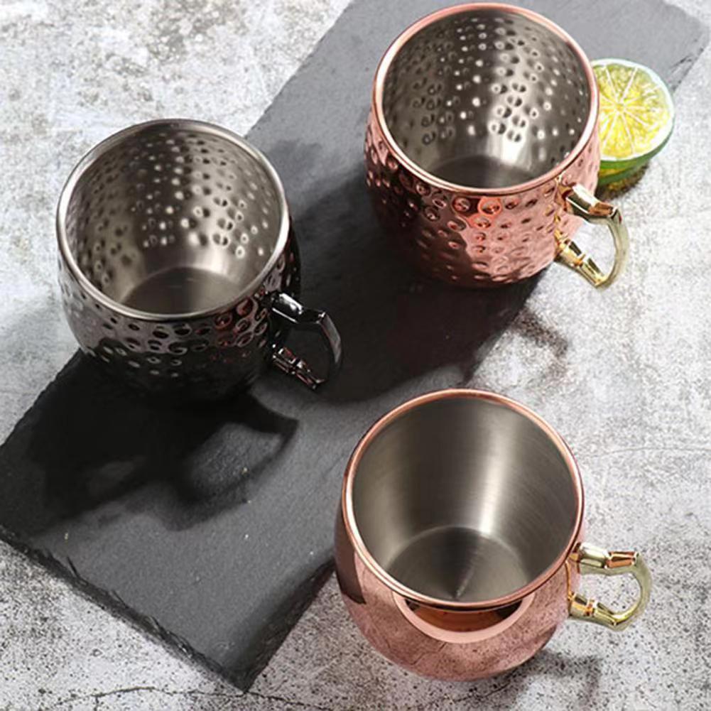 530ml Moscow Mule Mugs Hammered Copper Stainless Steel Cocktail Cup Beer Glasses Beer Mug Drinking Mug for Water Cold Drinks