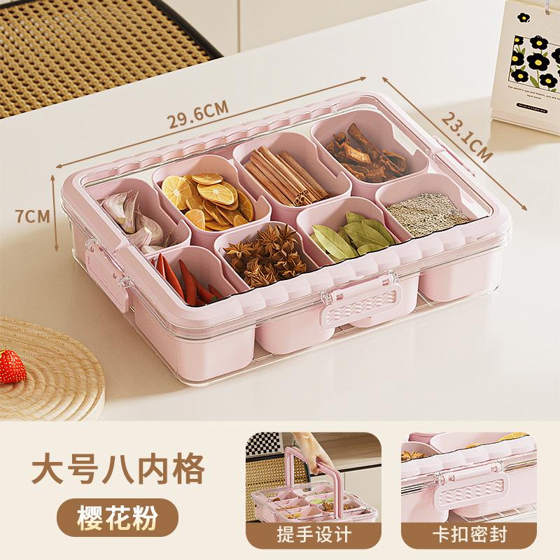 Modern Kitchen Organizer Snack Tray Plastic Food Storage Box 8 Compartments Divider BPA Free Leak-Proof Eco-Friendly Portable