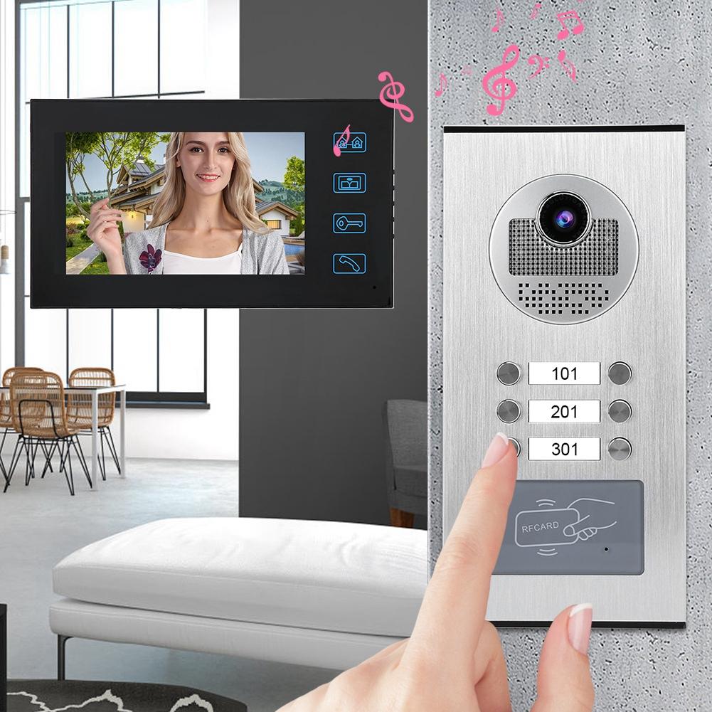 7in 2 Monitors RFID Home Video Access Doorbell Doorphone with Ir cUT Camera