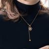 Gold-Plated S925 Sterling Silver Snowflake Pendant Necklace - Elegant, Creative Design for Women