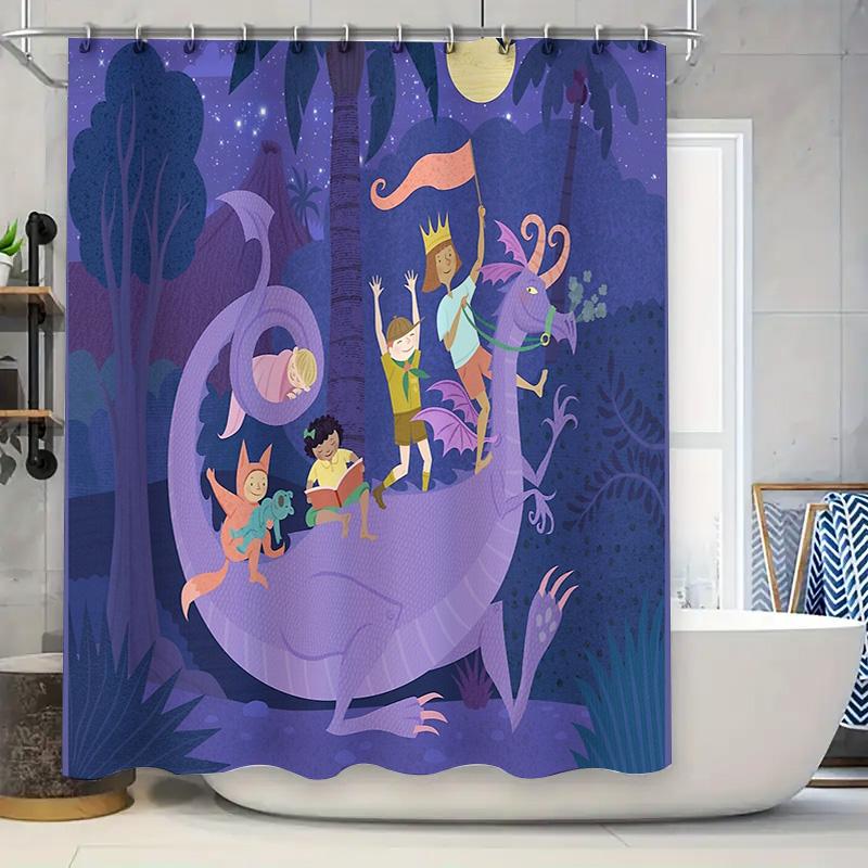 

Dragon Fantasy Shower Curtain Kids Room Decor Mythical Creature Wall Tapestry Backdrop Nursery Art Home Decoration Gift W60H190(CM)-1 Pcs
