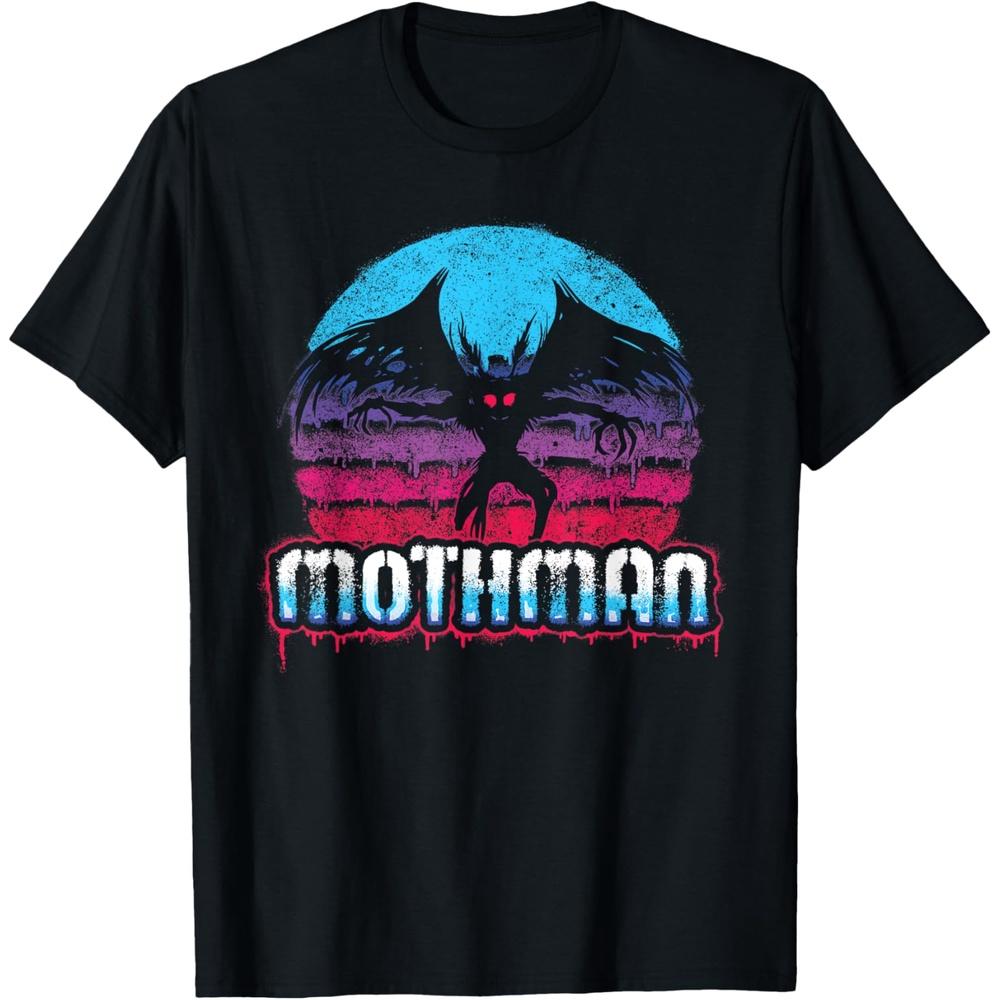 Retro Sunset Mothman Vaporwave Synthwave Graffiti Mothman T Shirt S чёрный