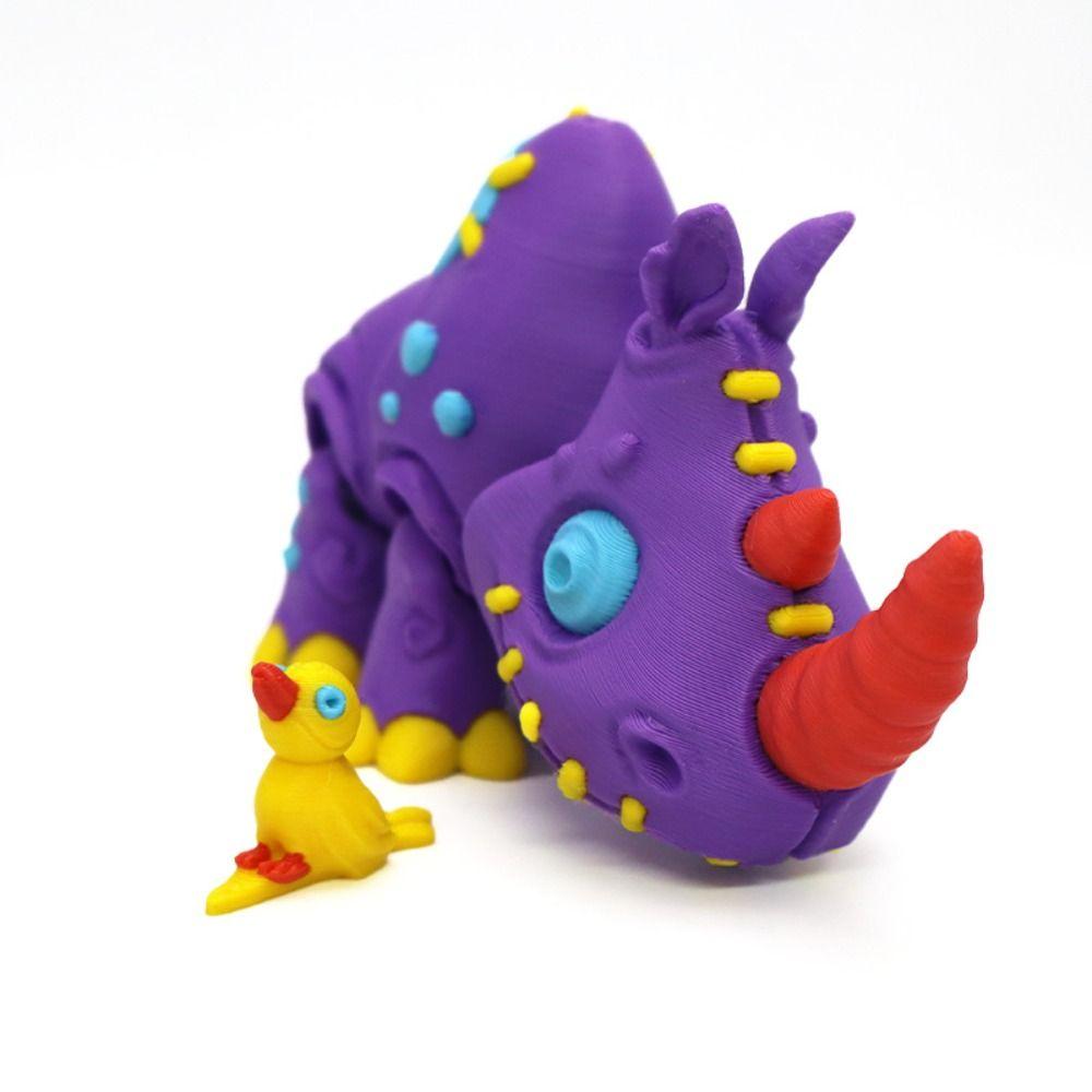 Multi-Jointed 3D Printing Rhinoceros Toy Simulation Anime Rhinoceros Toys Halloween Decoration