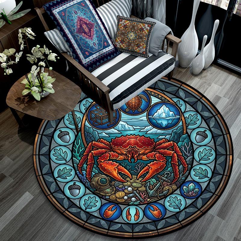 Oceanic Glass Round Area Rug Under Office Chairs Bedroom Living Room Home Decor