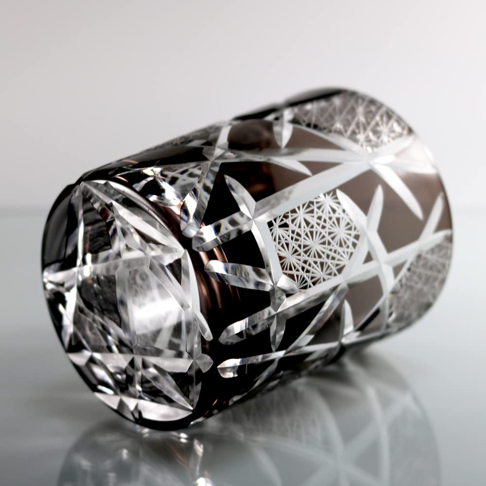 GREEM MARKET Crafts with wooden box Cut glass Gift Present Glasswork Kiriko glass Chrysanthemum Tsunagi cup Shochu glass Rocks glass Product GMS02511