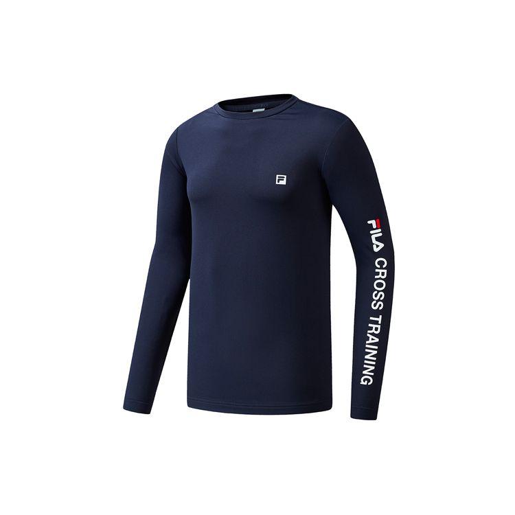 FILA Sports Fitness Letter Print Slim Fit Long Sleeve T-Shirt Men tops Legendary-Blue A11M111201FNV L