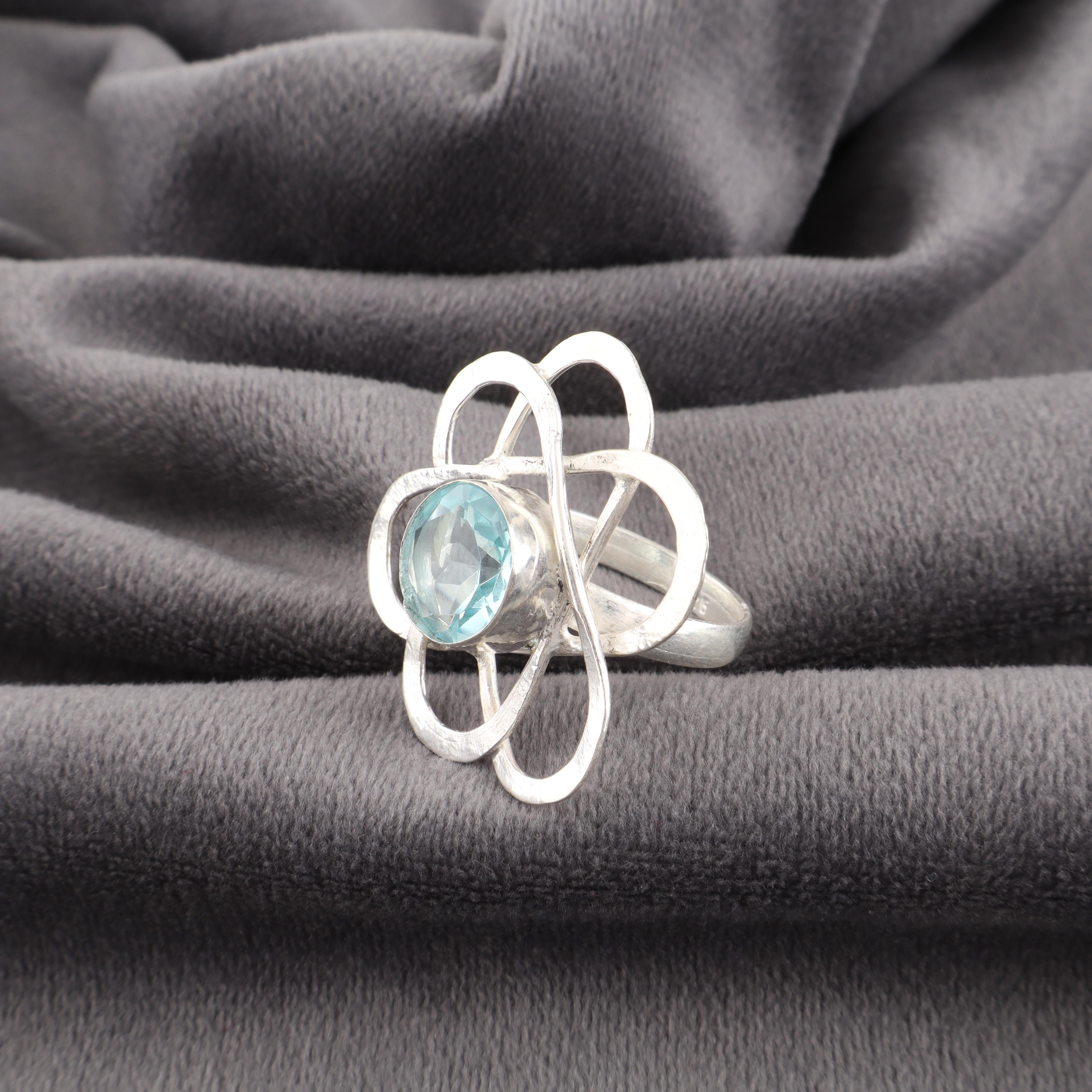 

Кольцо с драгоценным камнем Голубой Топаз, Великолепное украшение ручной работы, Ювелирное изделие из стерлингового серебра 925 пробы, Богемное кольцо для свадебного подарка 12 синий