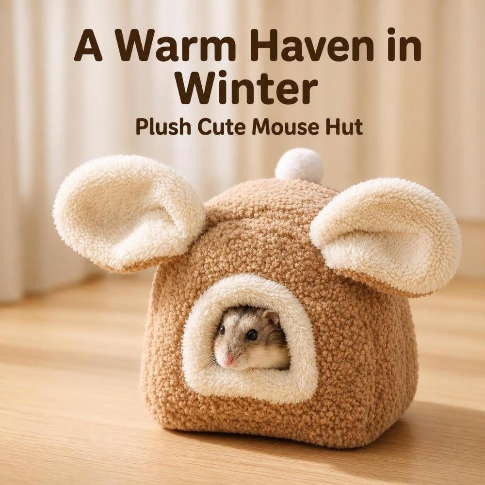 Guinea Pig Cage Winter Hamster Bed Ear-shaped Hamster Shelter Small Pet Hideout for Small Animals