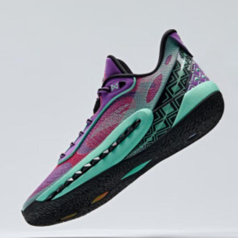 Anta Crazy Tide 6 Fashion Versatile Shock Absorbing Wear Resistant Non Slip Low Top Basketball Shoes Men Sneaker Purple Pink Green 112431111-5