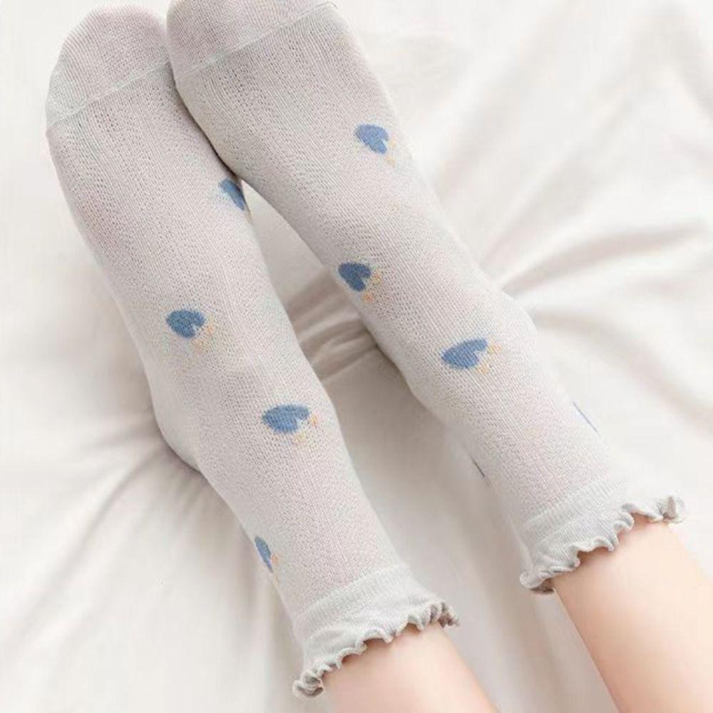 

Love Printed Mesh Ankle Socks Flower Summer Tube Socks Sweet Ruffle Lace socks Streetwear