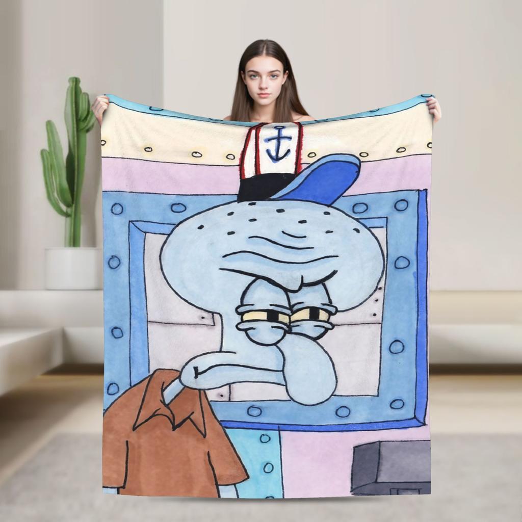 Alastor Hazbins Hotels Characters Blanket Flannel Spring Autumn Radio Demon Portable Throw Blanket for Home Office Bedspread