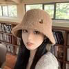 Knit Fisherman Hat For Women Winter Warm Plush Bucket Cap With Face Slimming Design