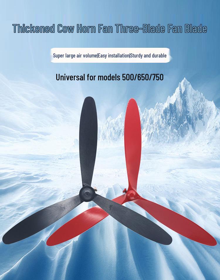 Industrial Floor Fan Blade, Cow Horn Design, 3-Blade Accessory with Plastic, Steel, Titanium, and Magnesium Alloy Components
