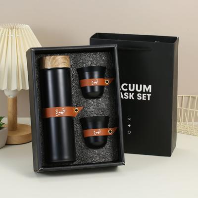 Neues 304 Edelstahl Herren Geschenkbox-Set Vakuum-Thermosbecher Mode Holzmaserung Deckel Gerader Becher Business