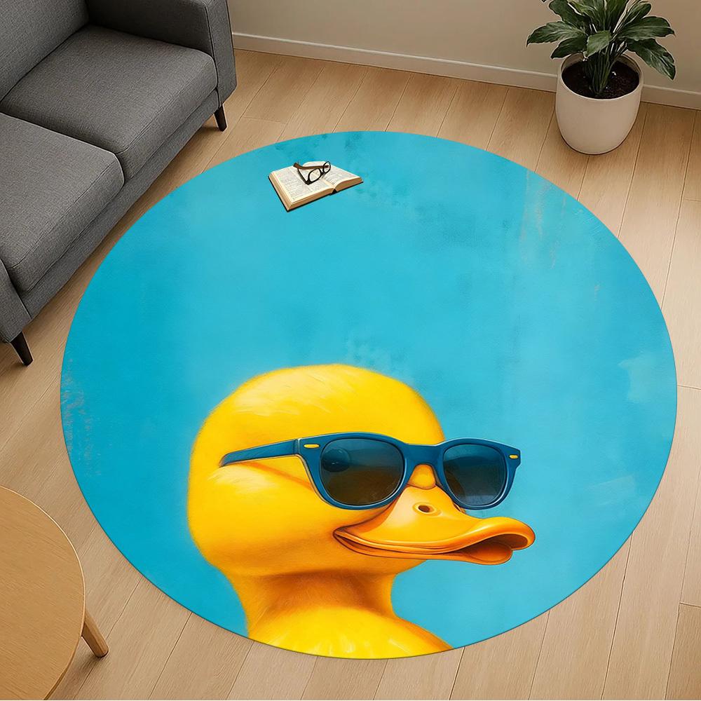 1PC Duck Sunglasses Office Round Area Rug, Under Office Chairs Bedroom Living Room Home Decor,Carpet for Office, -1110257
