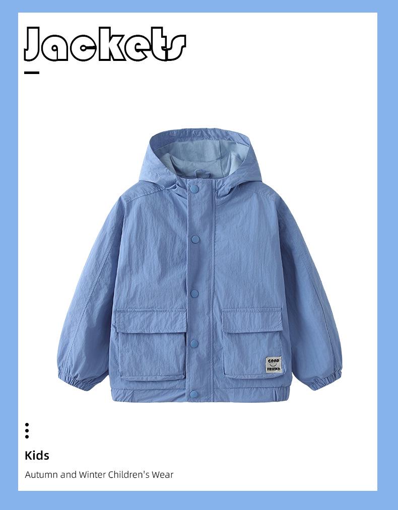 Malwee Boys' Autumn Winter Workwear Style Windbreaker Jacket - Handsome Little Boy's Zipper Shirt