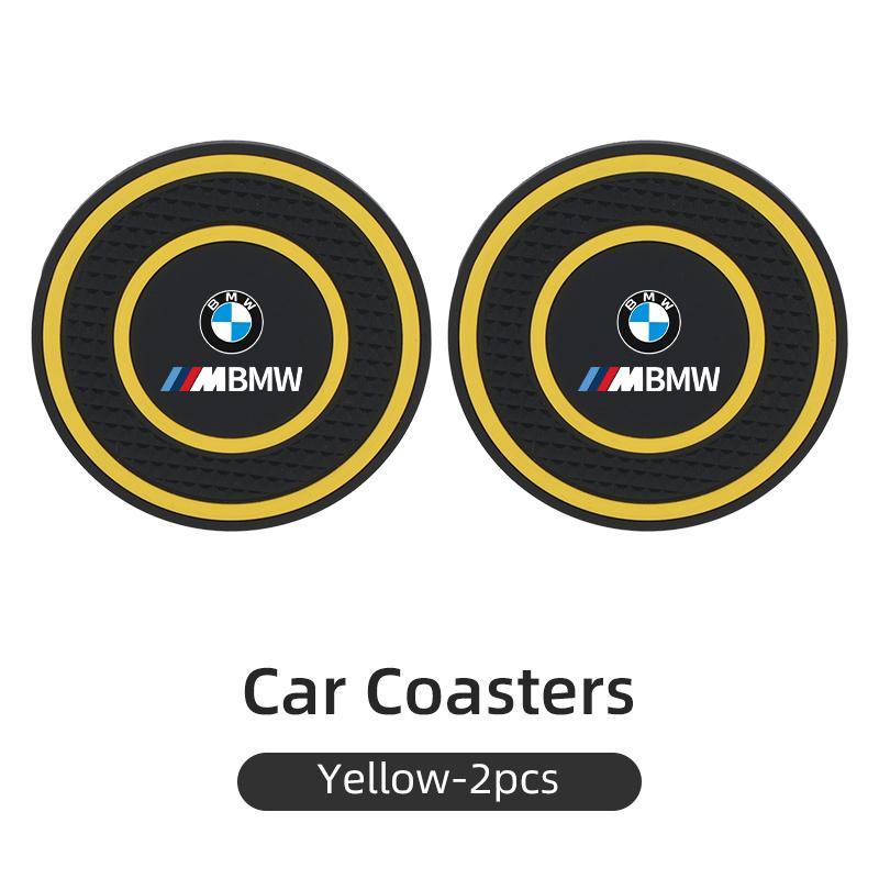 LHNJF1 2026 Car Sticker PVC Car Coaster Water Cup Anti-Slip Silicone Pads Interior Accessories For BMW Motorsport X1 X3 X5 E39 E46 E90