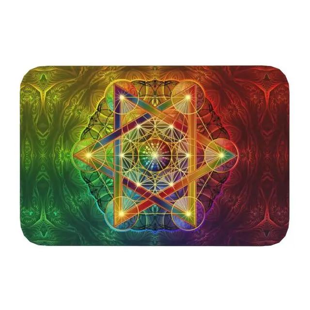 Flower of Life In Lotus Mandala Front Entrance Doormat Sacred Geometry Meditation Anti-Slip Bathroom Mat Room Floor Mat