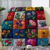 Vintage Floral Print Patchwork Flannel Blanket - Soft And Warm All Seasons Sofa Bed Car Camping Office Throw Blanket