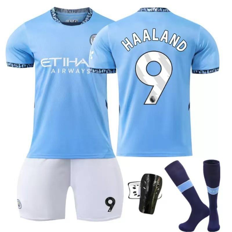 2425 Manchester City Jersey Home No. 9 Harland 17 De Braunet 10 Gralish Football Shirt Set