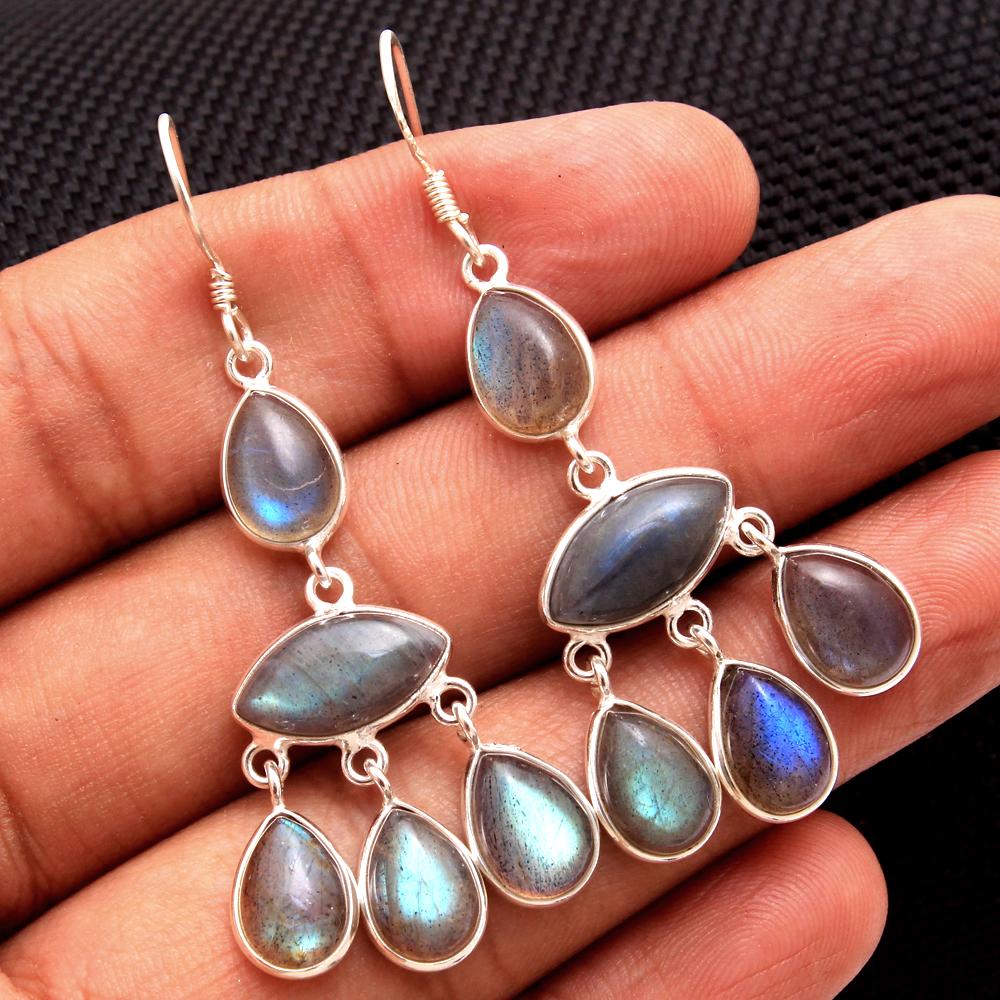 Labradorite Silver Earring, Gemstone Jewelry, Silver Earring, 925 Sterling Silver Handmade Jewelry, Women Jewelry, Gift For Mum