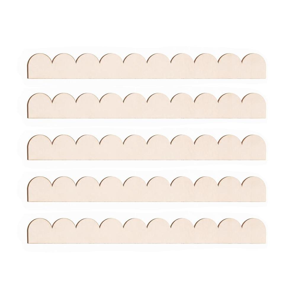 5pcs Stainable Decorative Wood Trim Paintable Scalloped Edge Wood Molding Home Wall Decoration