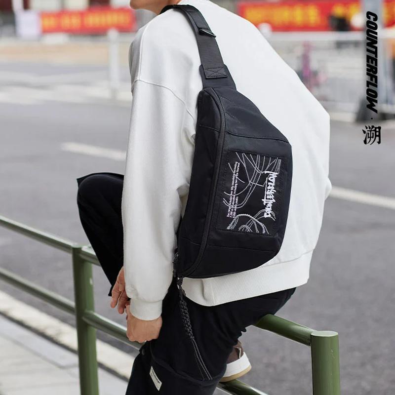 Li Ning Polyester One Shoulder Crossbody Fanny Pack Regular Unisex Black ABDR578-4