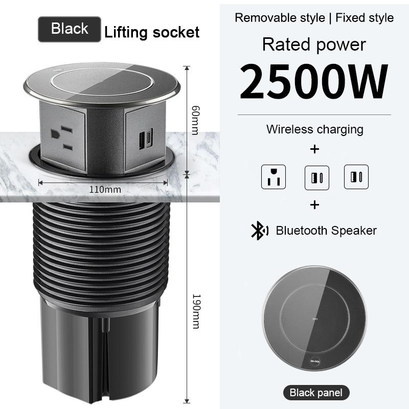 High quality intelligent lifting electric EU universal wireless charging socket embedded kitchen table invisible power plug