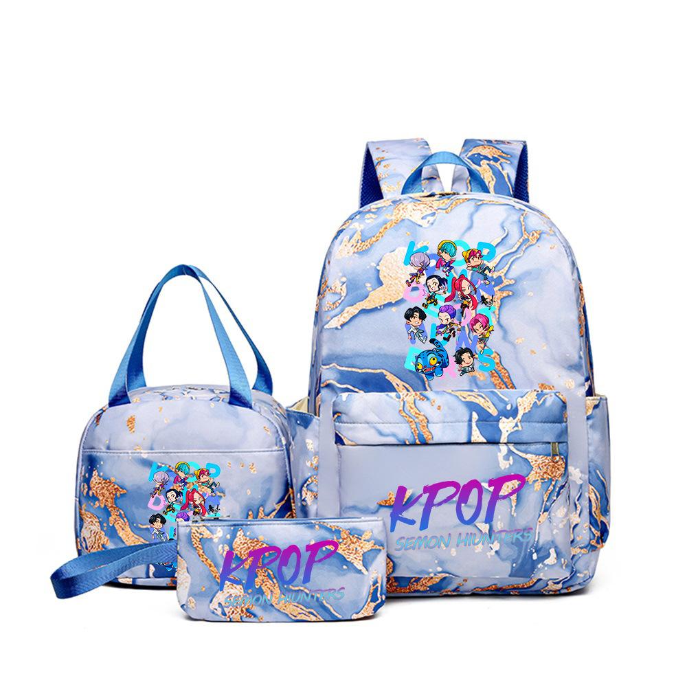 Demon Hunter Girl Group School Bag Primary School Girls Large Capacity Dirt-Resistant Children S School Bag Burden Reduction Primary Student Backpack Three piece set