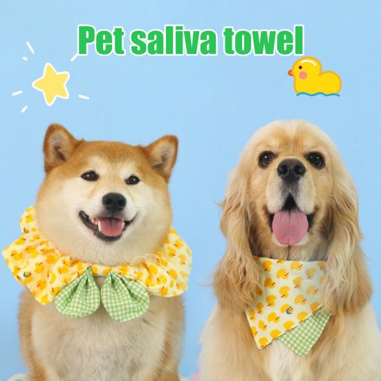 Dog Bandana Bib Cute Yellow Duck Design Dog Saliva Towel Adjustable Pet Collar Scarf for Small Medium Large Dogs Cats