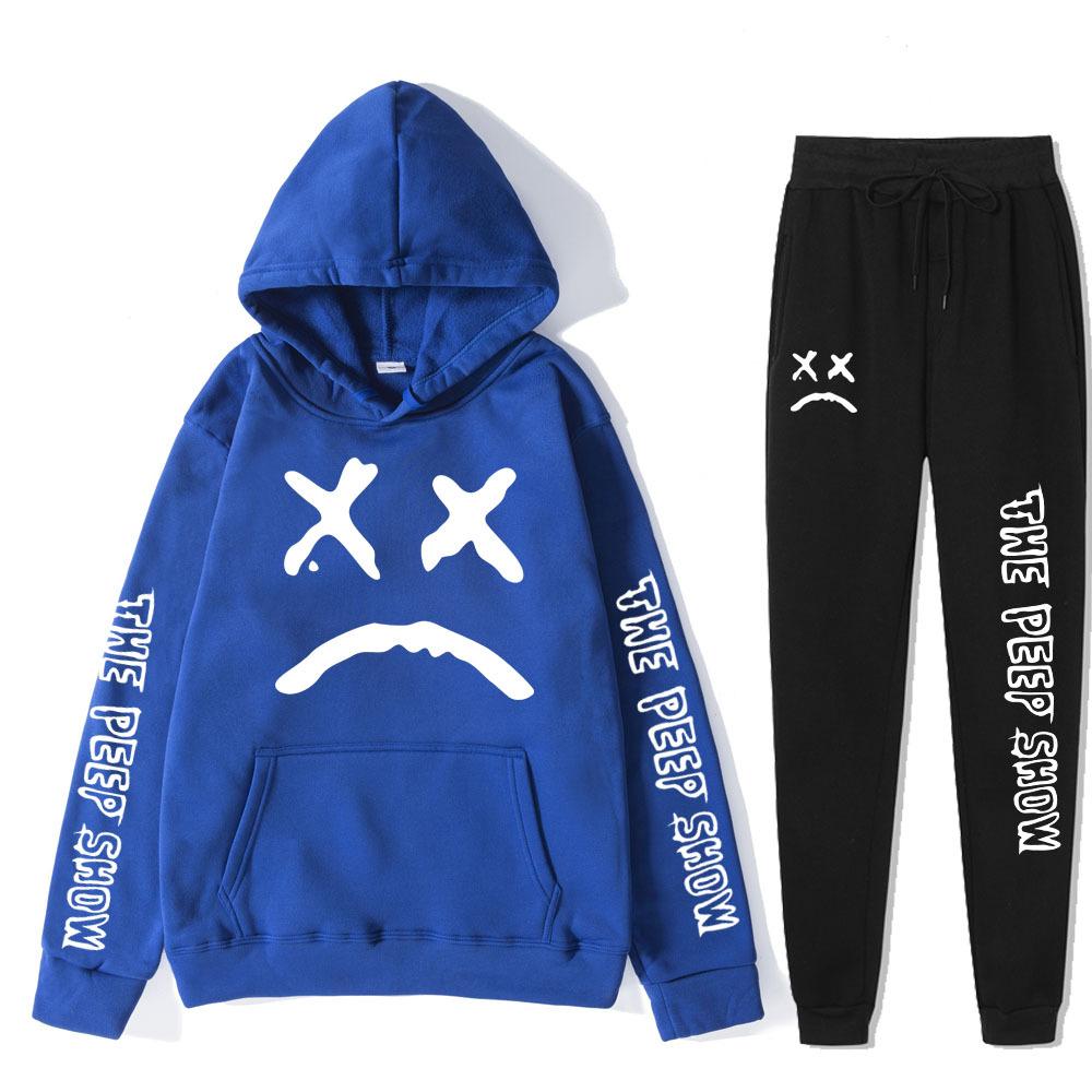 

Autumn Winter Lil Peep The Peep Show Graphic Printed Hoodies Sweatpants Set Fashionable Casual Warm Sports Long Sleeved Pants Men s Sport Wear XL